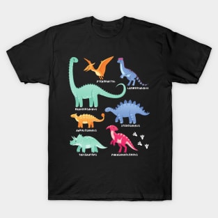 Types of Dinosaurs Future Paleontologist Kids Dino Lover T-Shirt